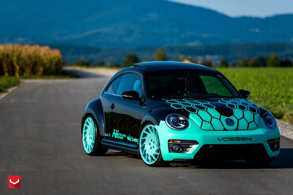 Ungewöhnliche Farben vw auf dem Hintergrund der Berge