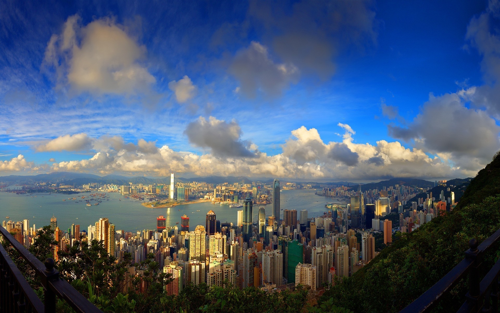 hong kong azul cielo nube ciudad