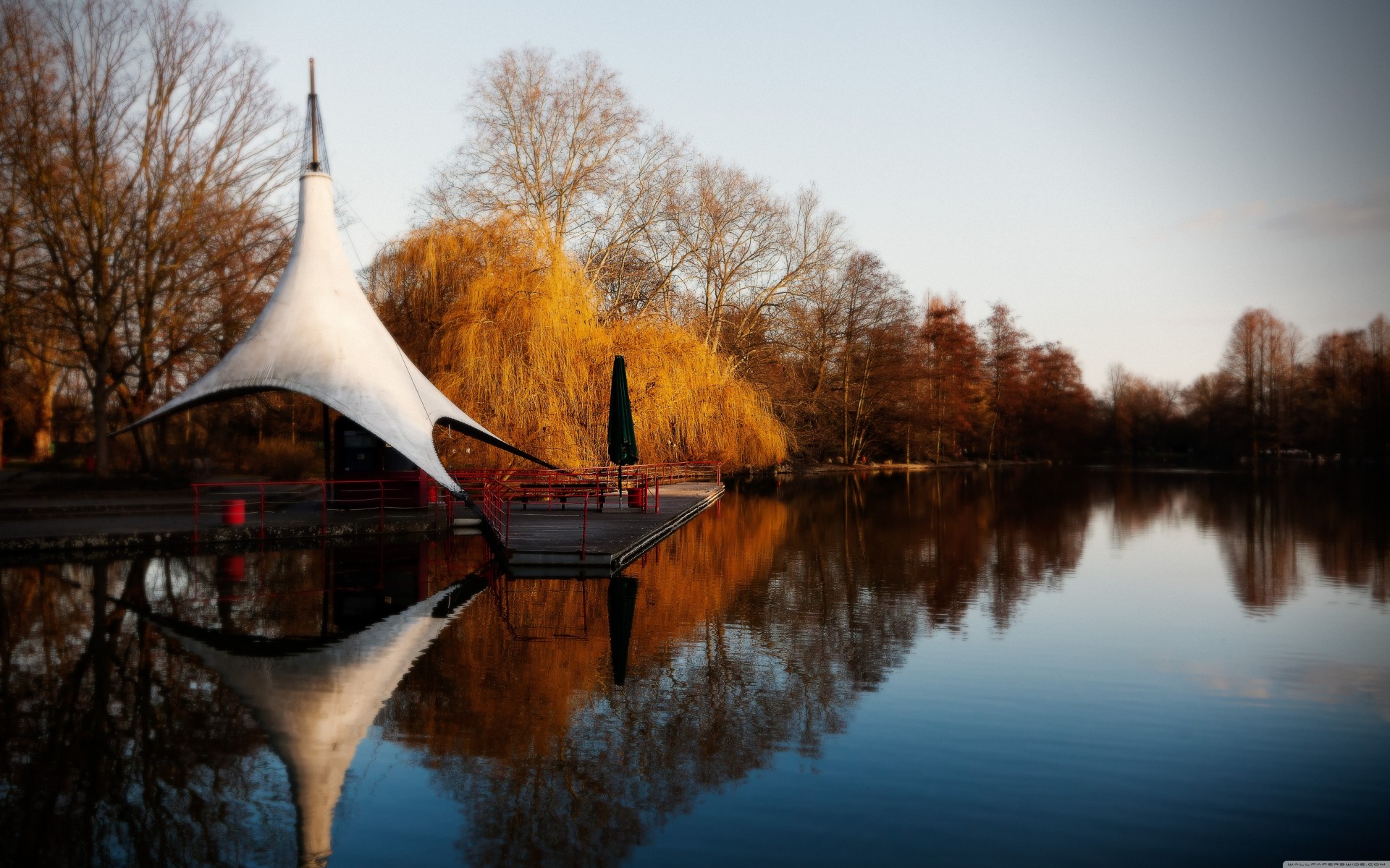 escritorio noche puesta de sol muelle filtro enfoque luz lago naturaleza tienda reflexión árbol primavera fondo agua papel pintado fotografía