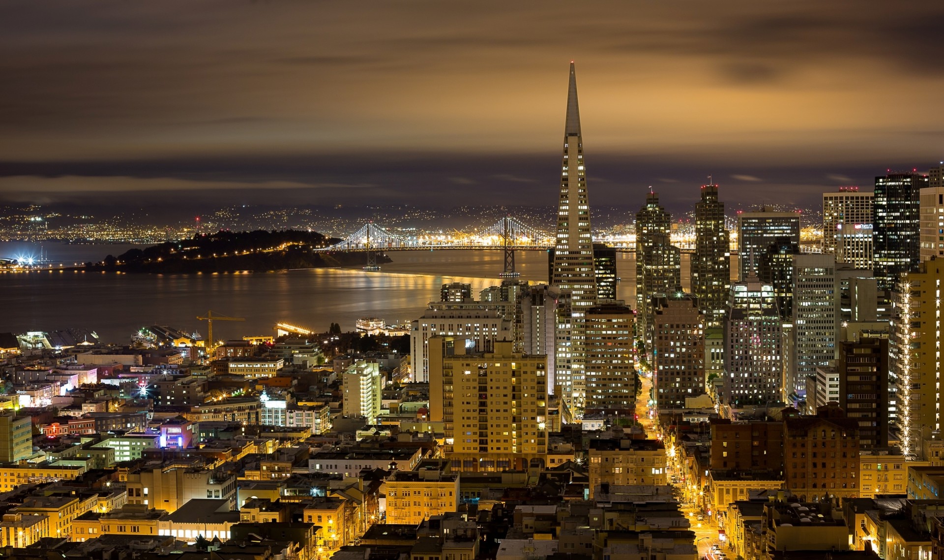 lichter bucht nacht wolkenkratzer san francisco golden gate