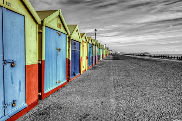 Colorful huts in England brighton