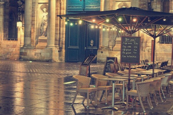 Vintage terrace of an open-air cafe