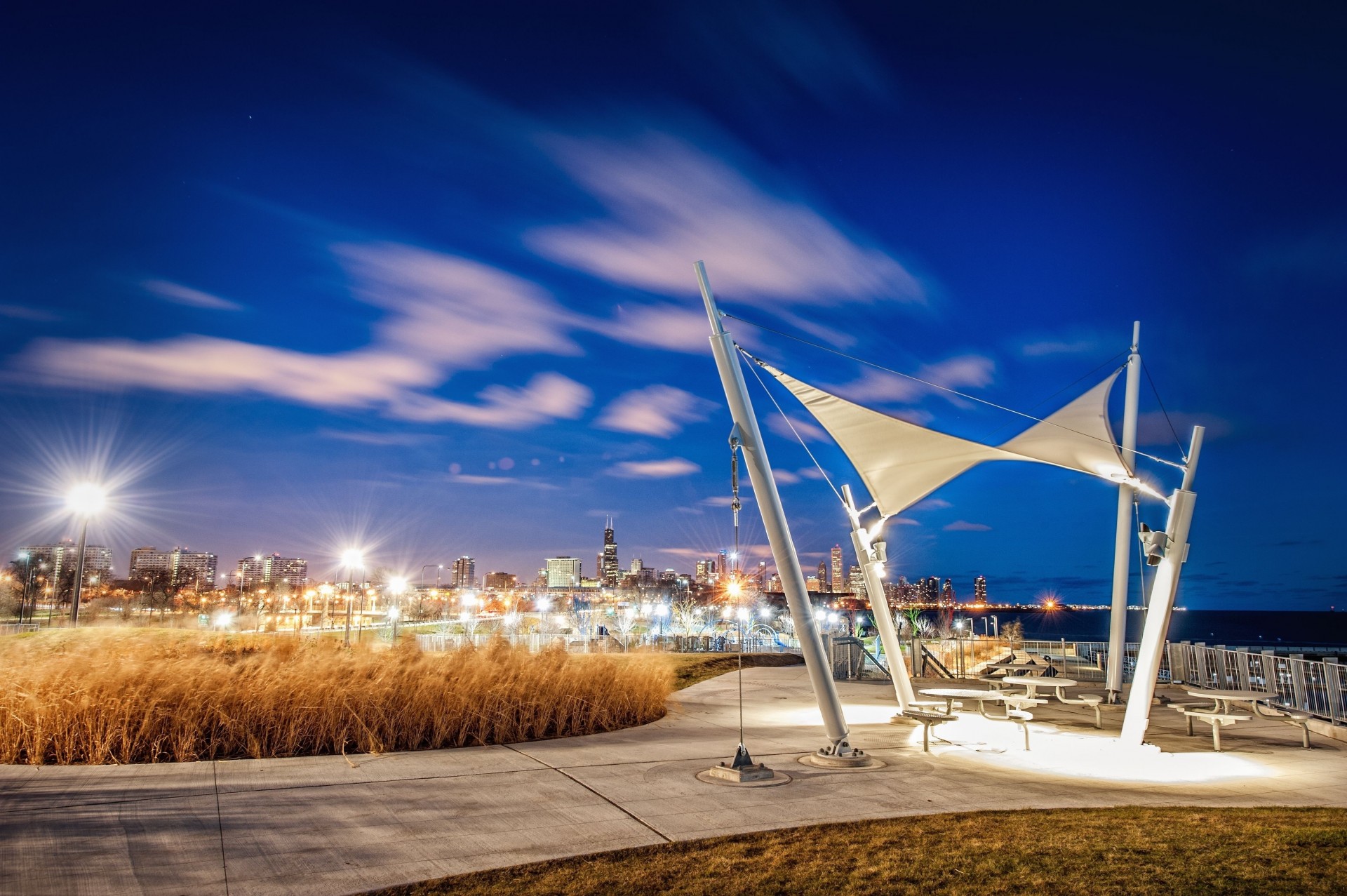 nachtstadt himmel chicago architektur