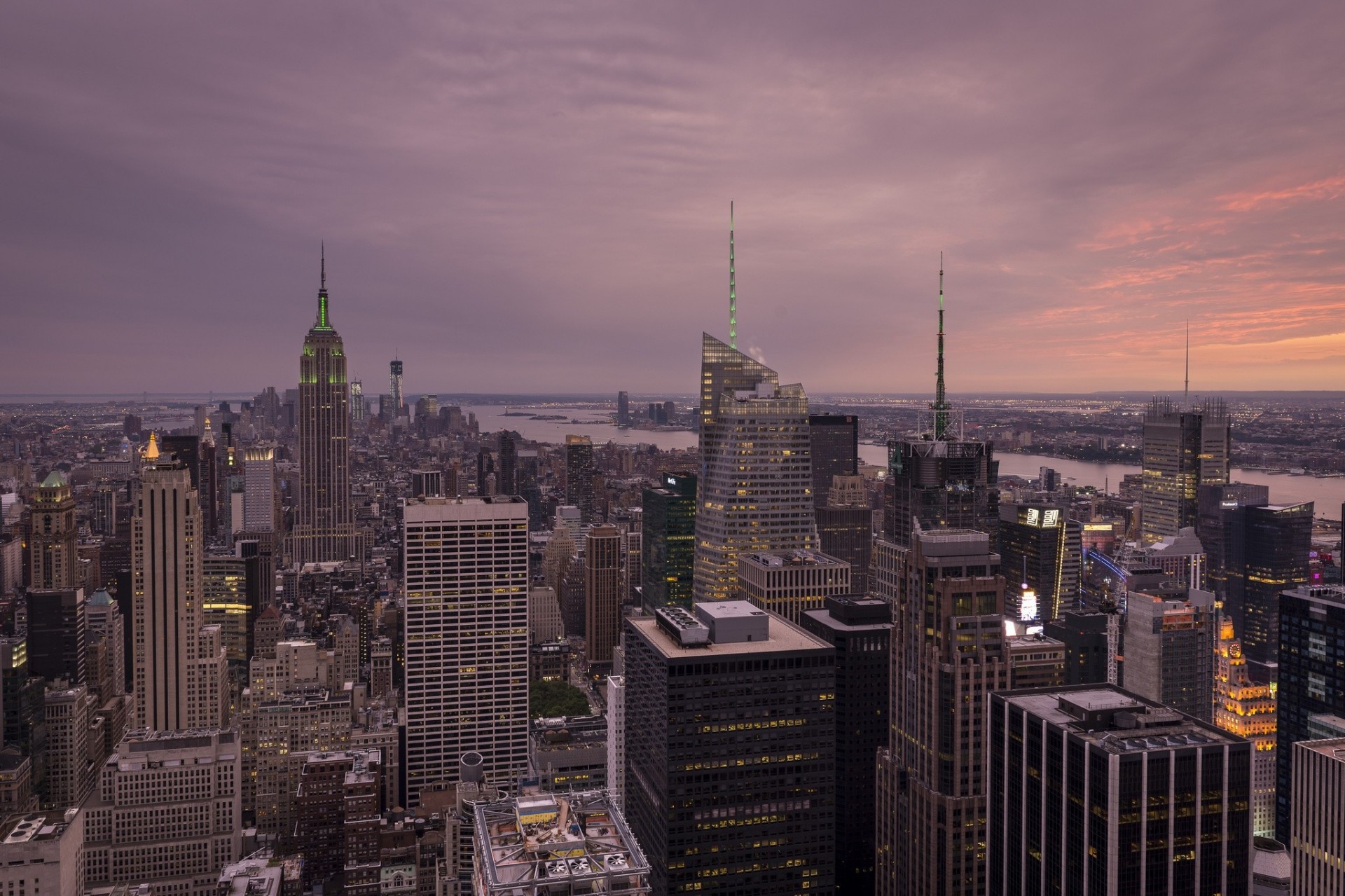 oscuridad río nueva york rascacielos ciudad