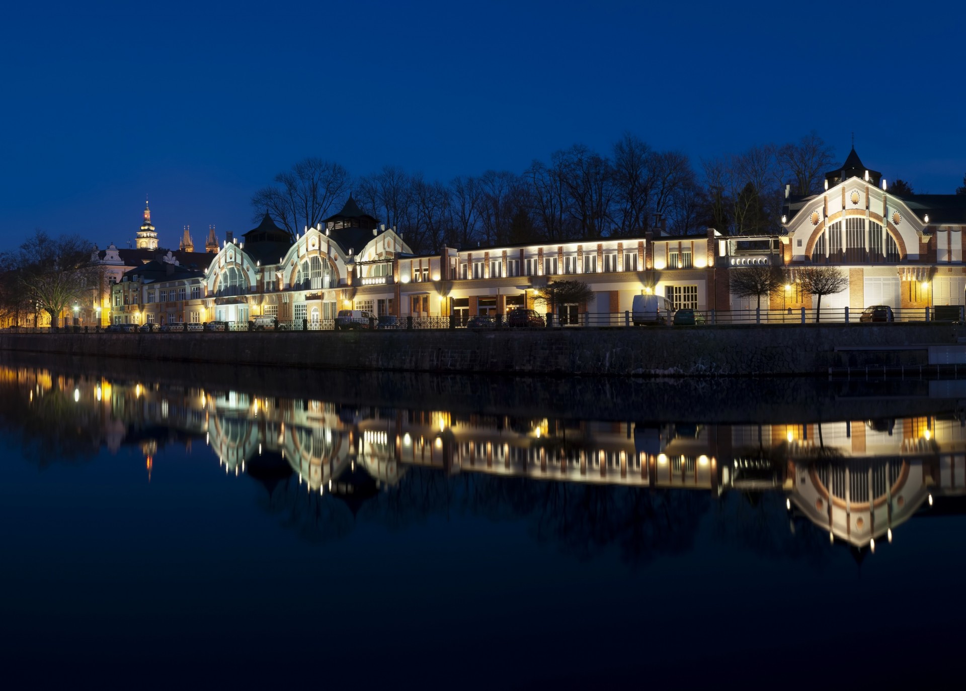 night town czech republic river