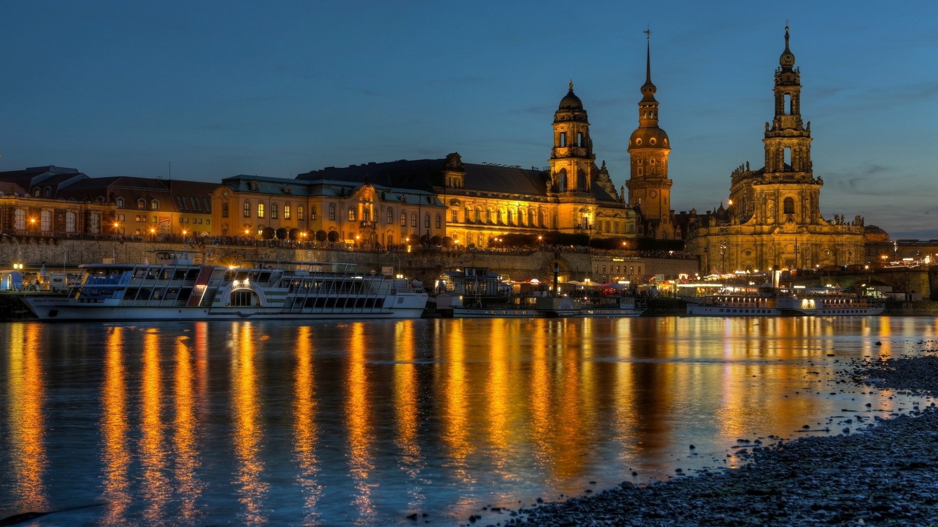 piedras luces arquitectura río reflexión puente dresde costa muelle ciudad agua noche edificio alemania reparación elba luz