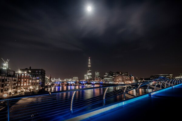 The city of London at night in lights