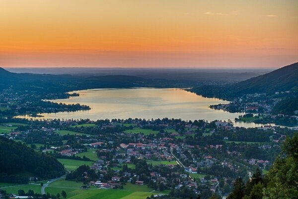 Bavaria. Panorama of Lake Tagernsee