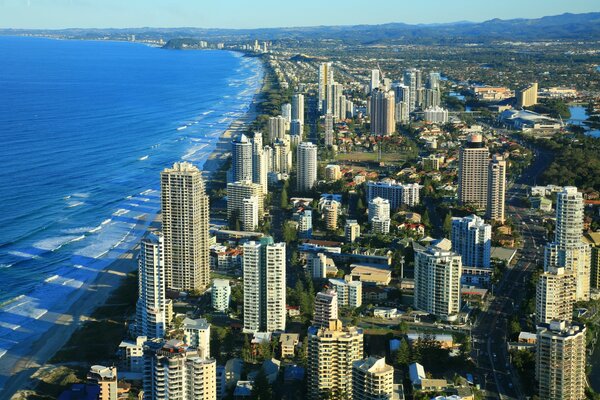 Endless coast with high-rise buildings