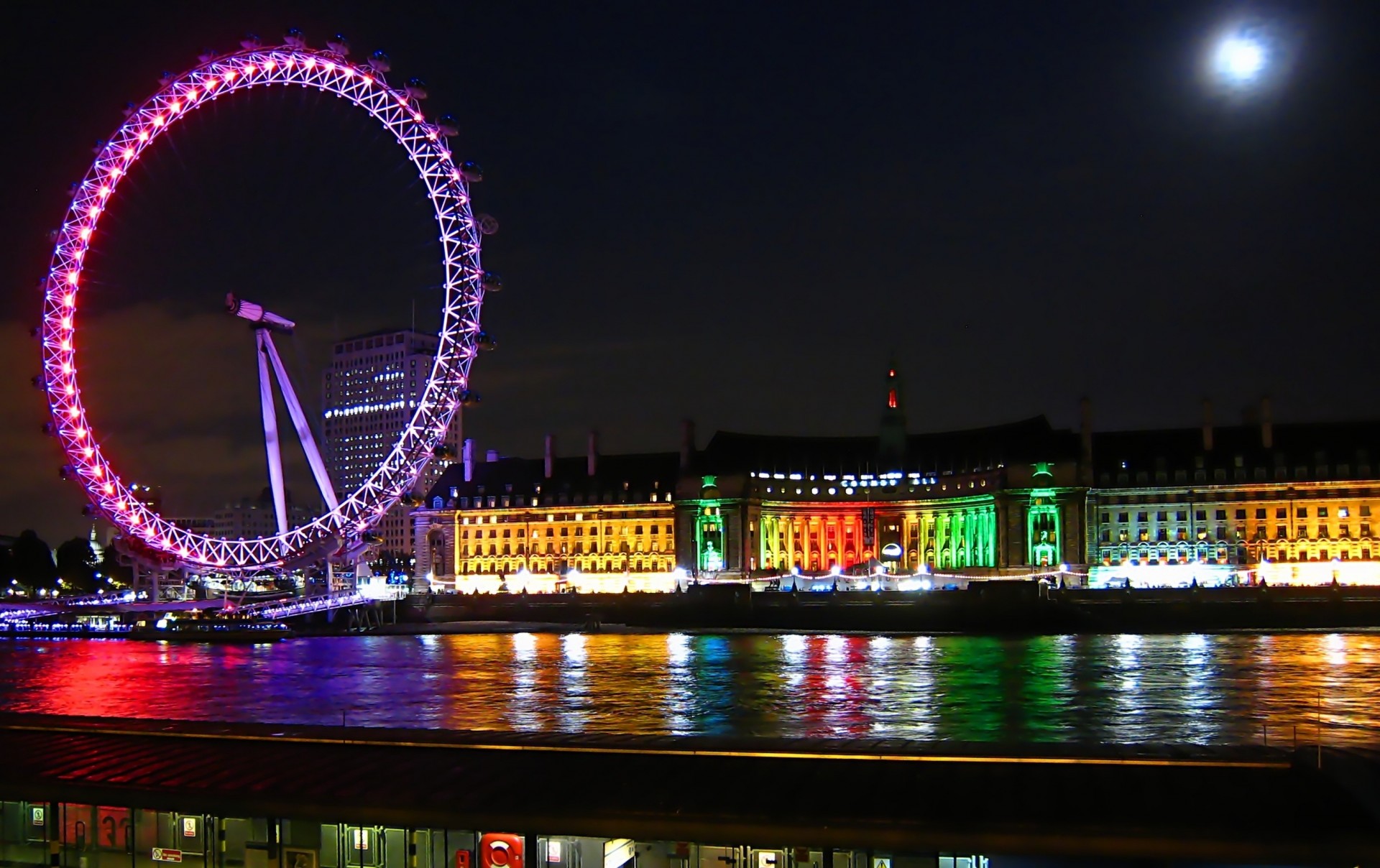 noc rzeka london eye anglia miasto londyn diabelski młyn tamiza tamiza