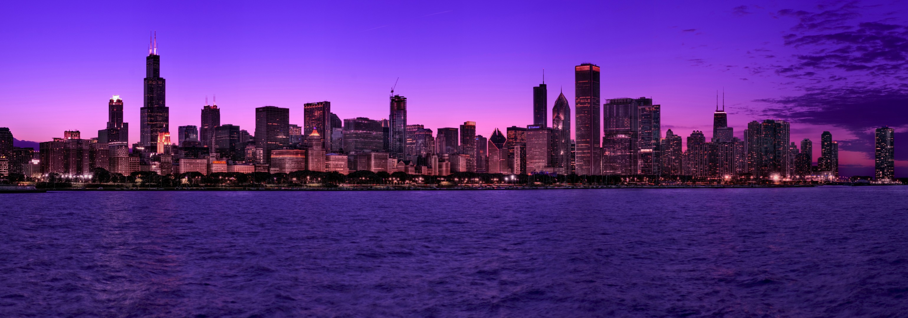 luces terraplén estados unidos illinois ciudad noche chicago