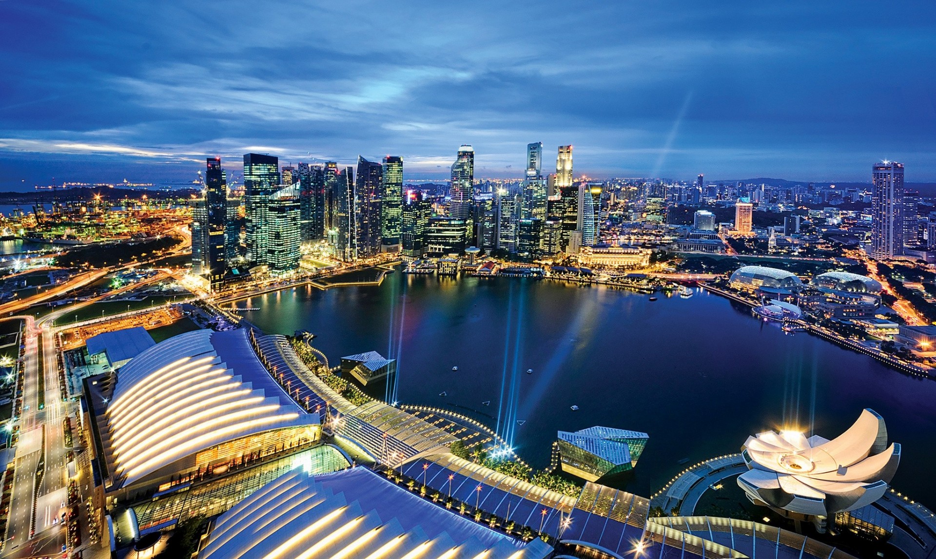 nacht lichter dunkelheit singapur