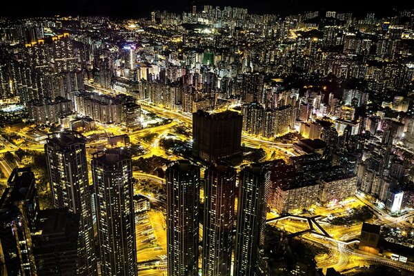 Night lights of Hong Kong City