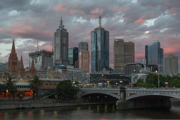 Paesaggio urbano con grattacieli. Melbourne, Australia