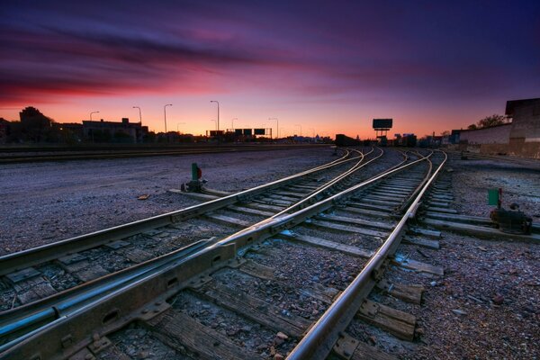 Beautiful sunset over the railway
