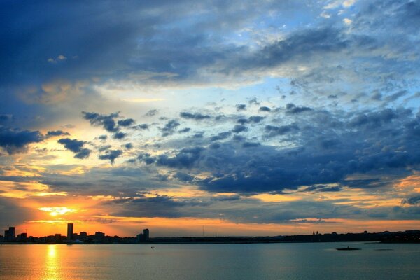 Tramonto e cielo sopra il fiume