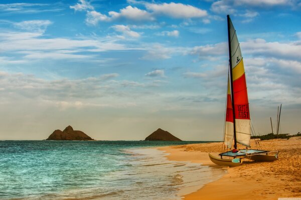 Beautiful sailboat on the ocean