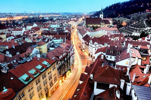 Prague à vol d oiseau. Toits rouges de la ville