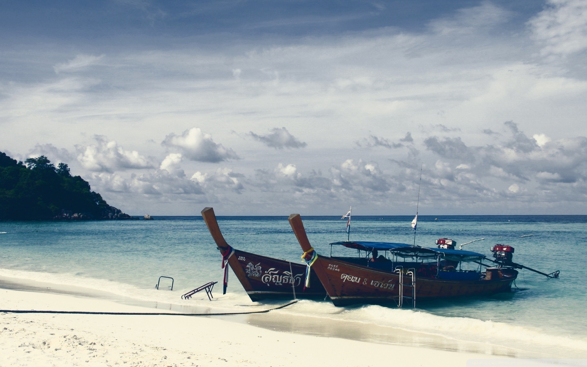 beach landscape thailand sea boat summer