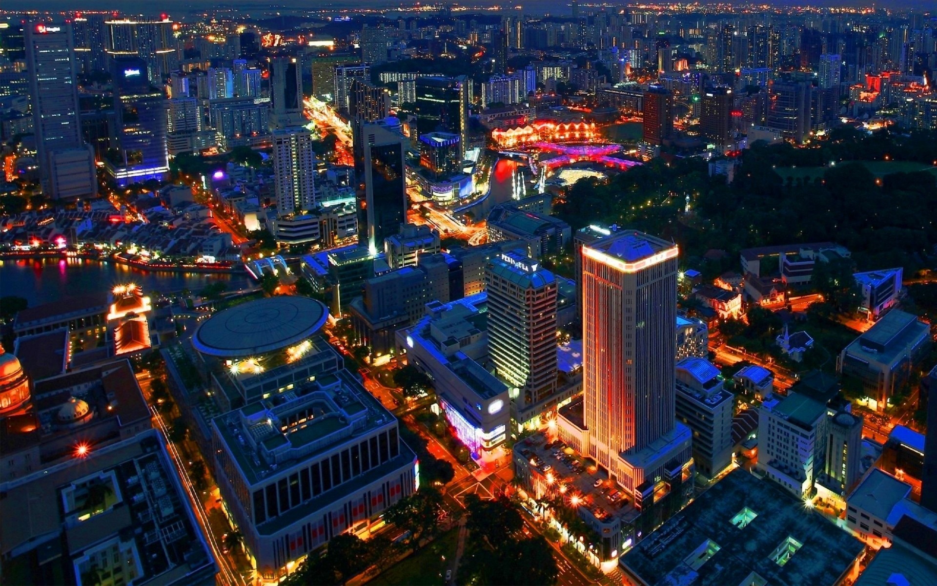 gebäude nacht singapur