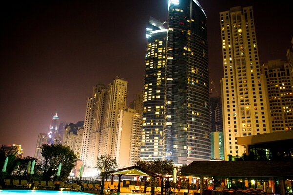 Bright lights of Dubai at night