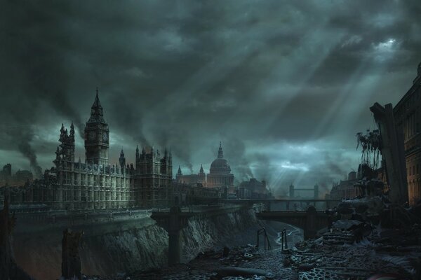 Dark London in ruins after the devastation