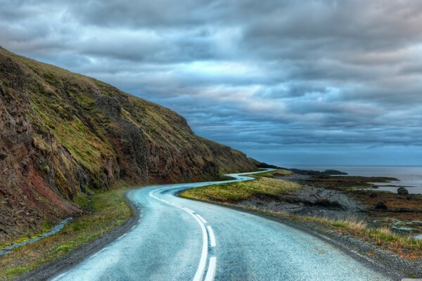 Winding road near the mountains