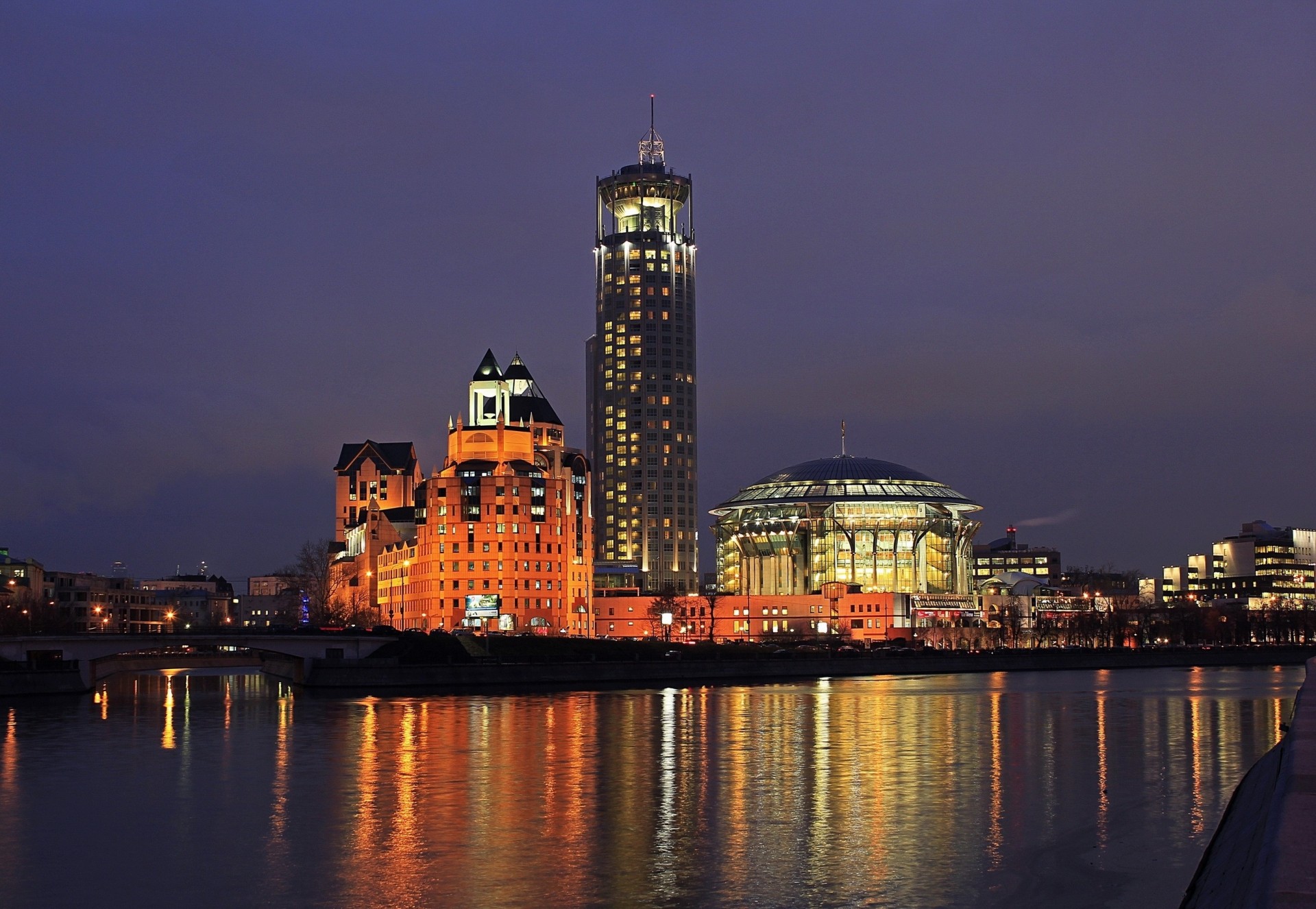 russia moscow night river