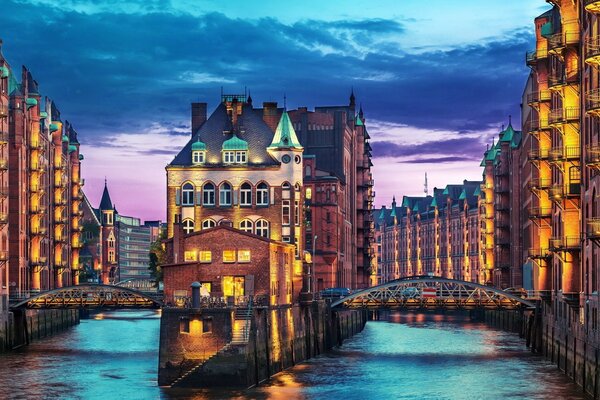 Nacht Hamburg auf schwarzem Himmel Hintergrund