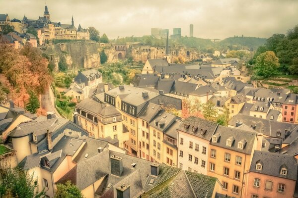 View of houses in Luxembourg city