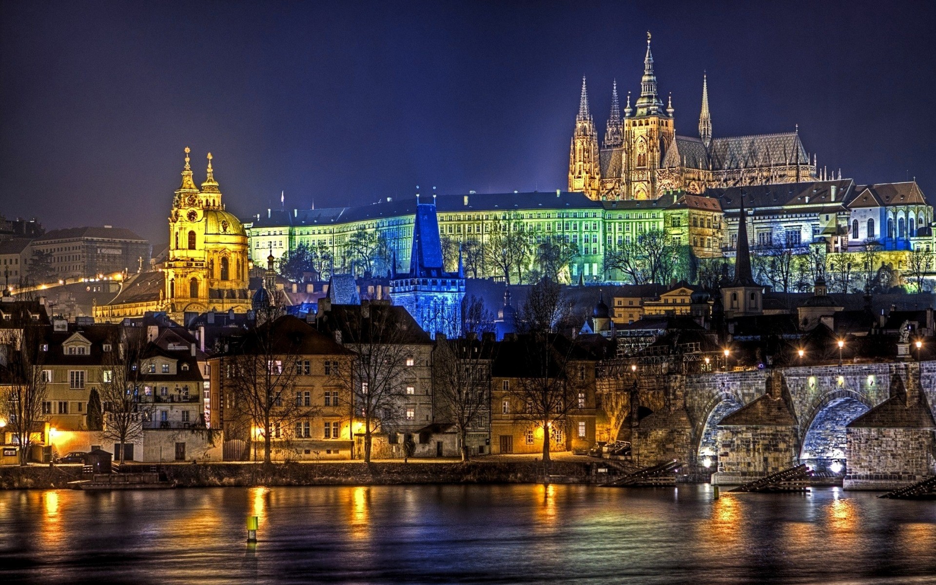 lichter karlsbrücke nacht prag