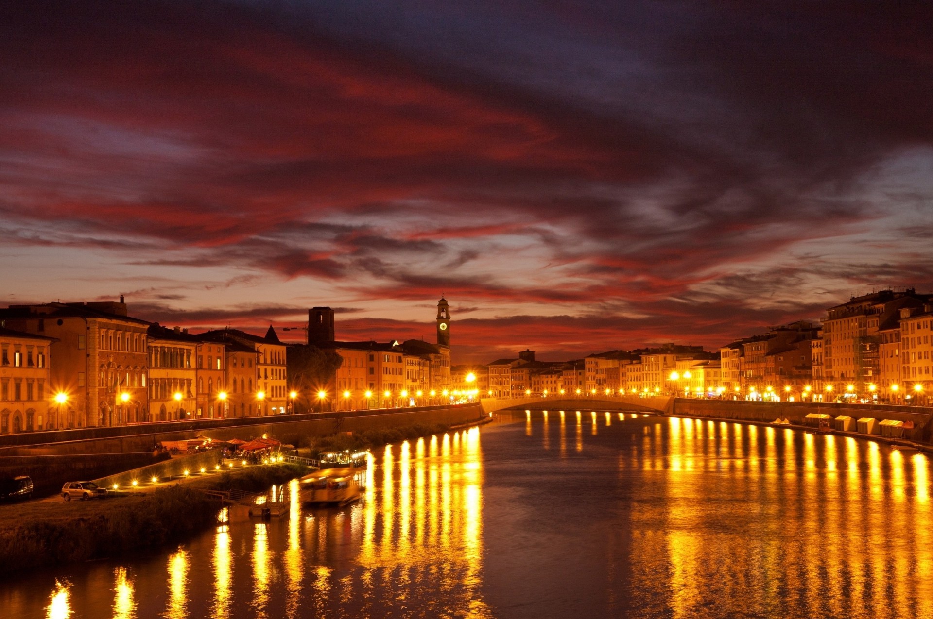 luci venezia notte città canale