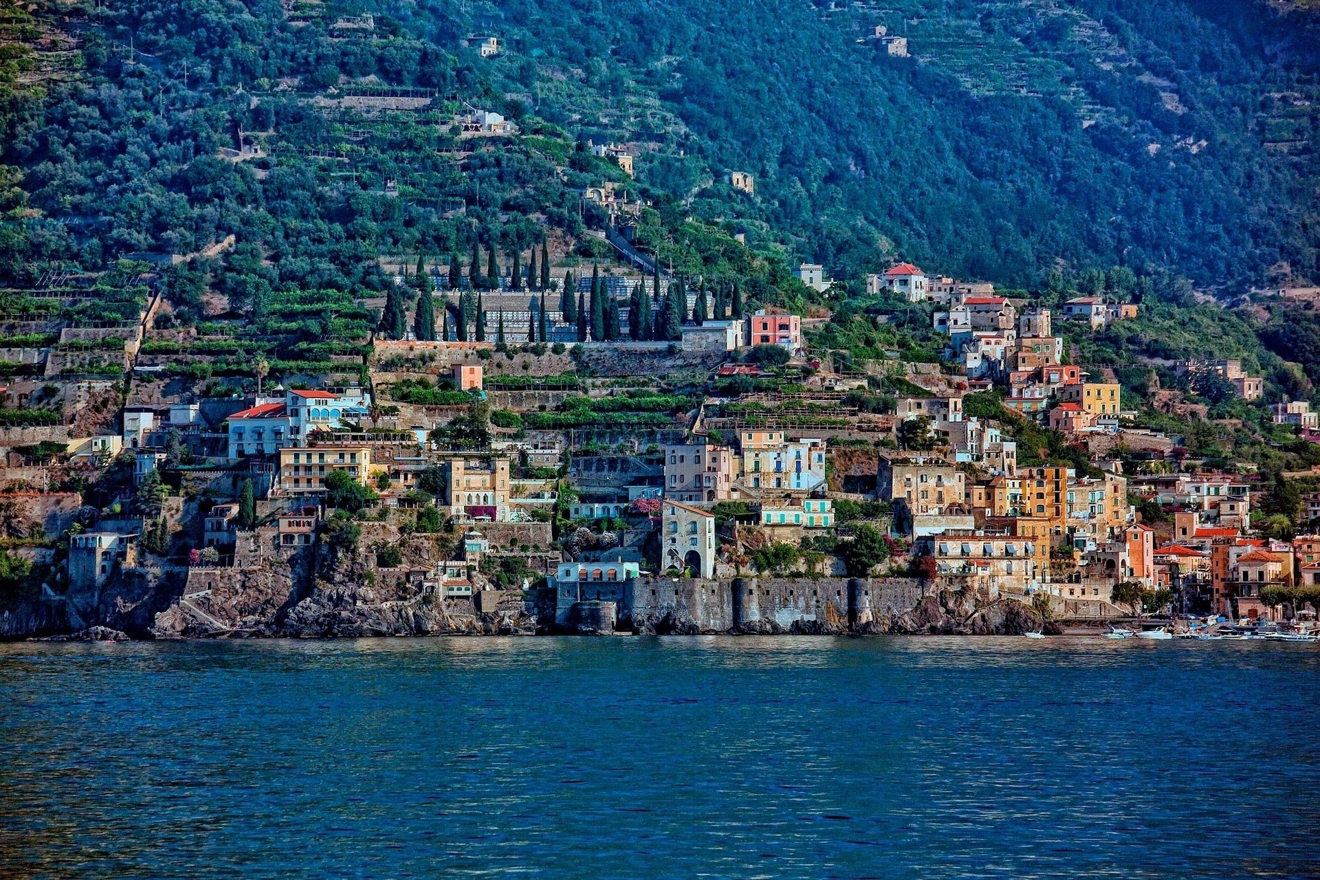 włochy zatoka salerna panorama wybrzeże amalfi budynek