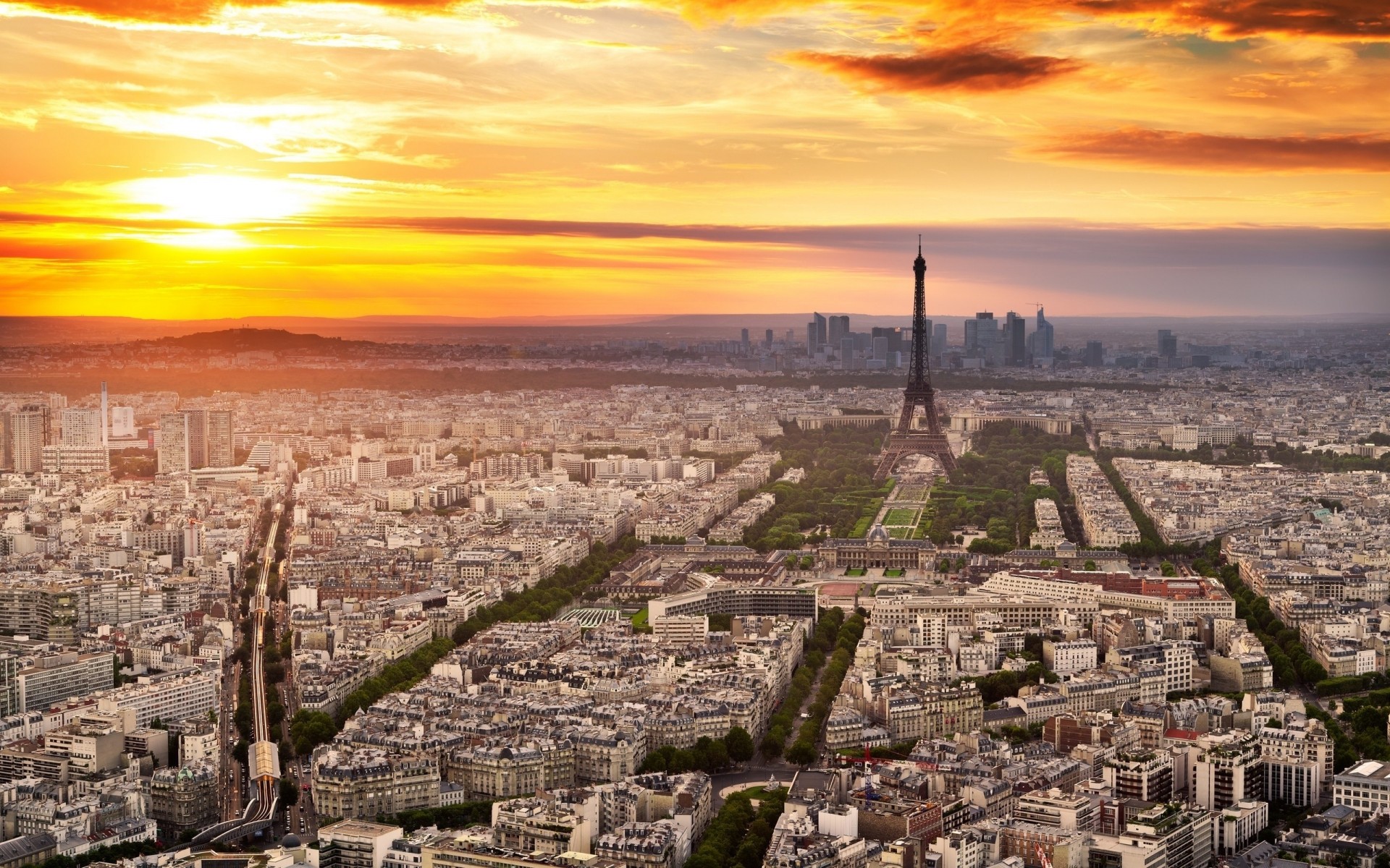 coucher de soleil ciel france tour eiffel paris ville nuages