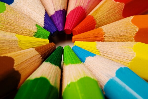 Lápices de colores de todos los colores del arco iris