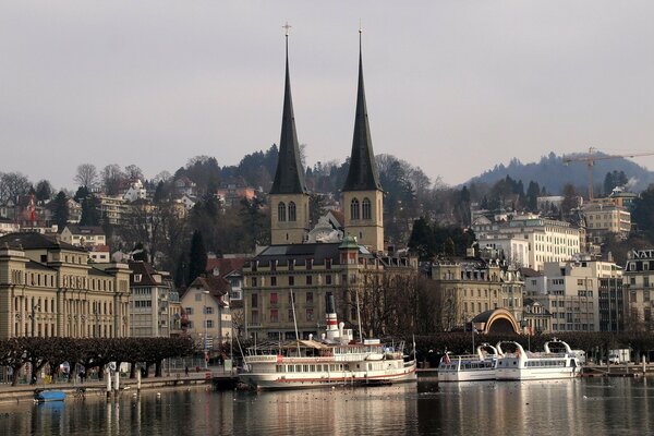 River, a grey town in Switzerland