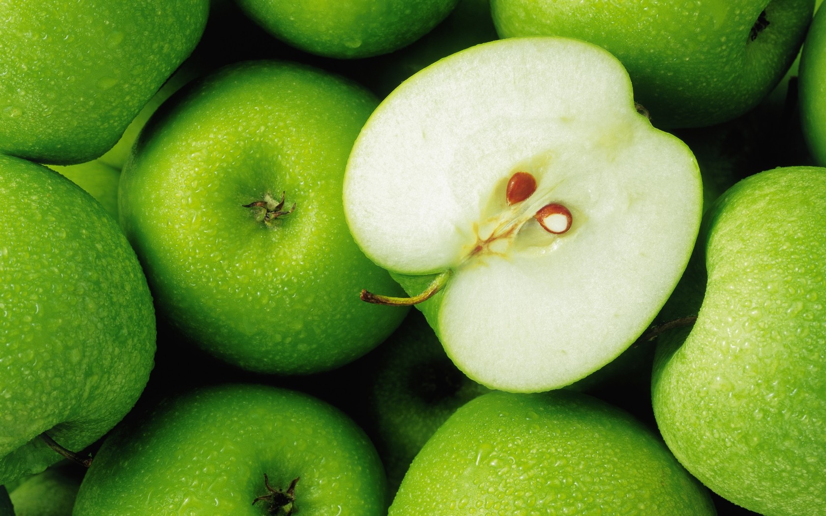 яблоки еда зеленый капли