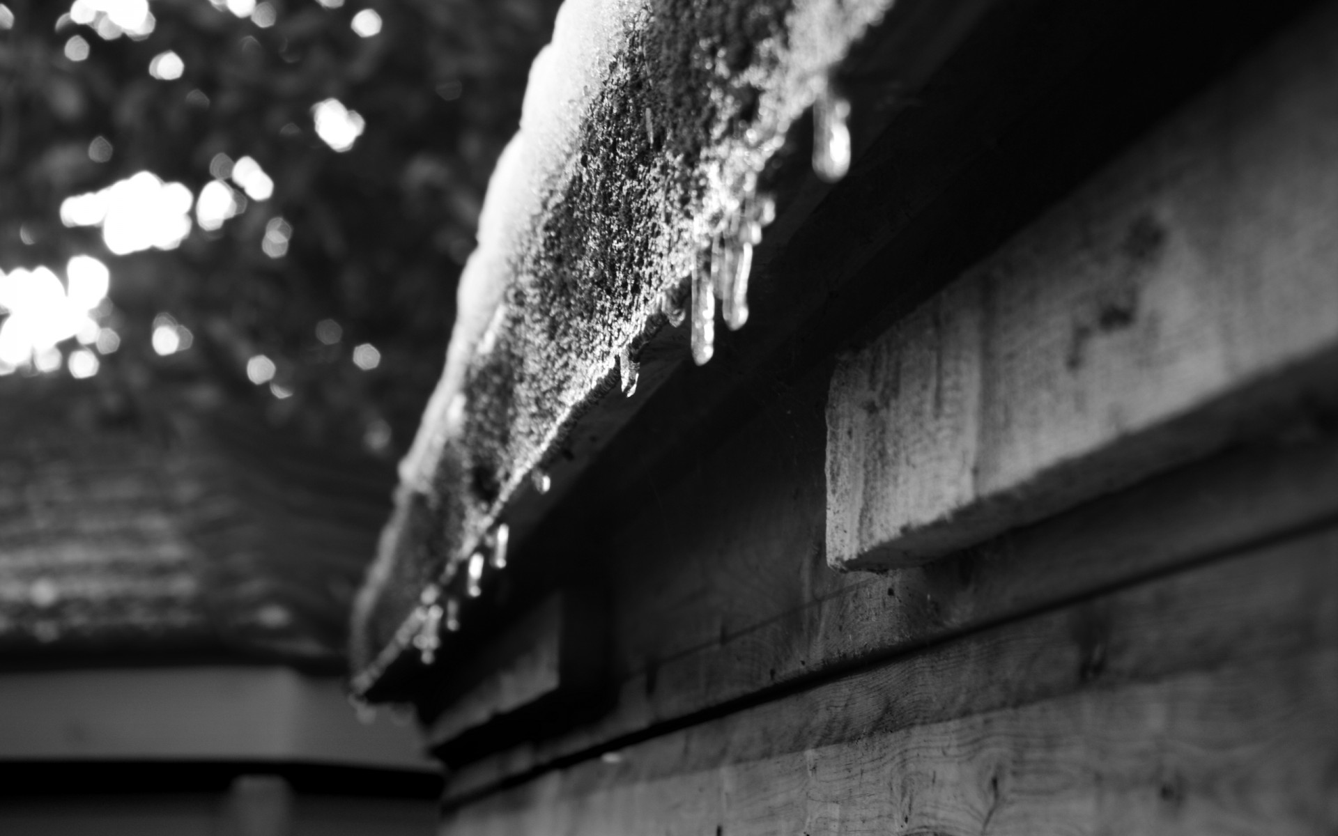 carámbanos nieve madera