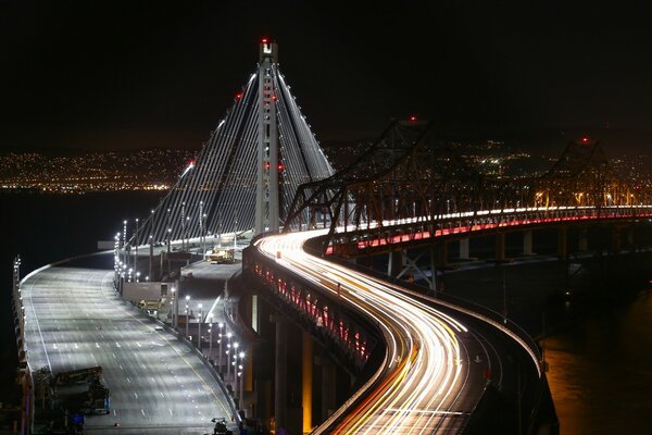 Fascinating night view of the highway