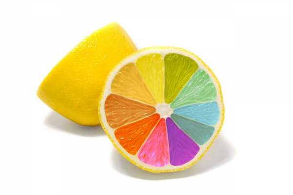 Bright lemon of all colors of the rainbow