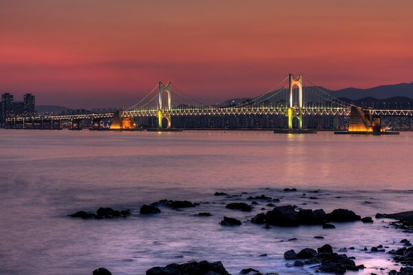 South Korea after sunset