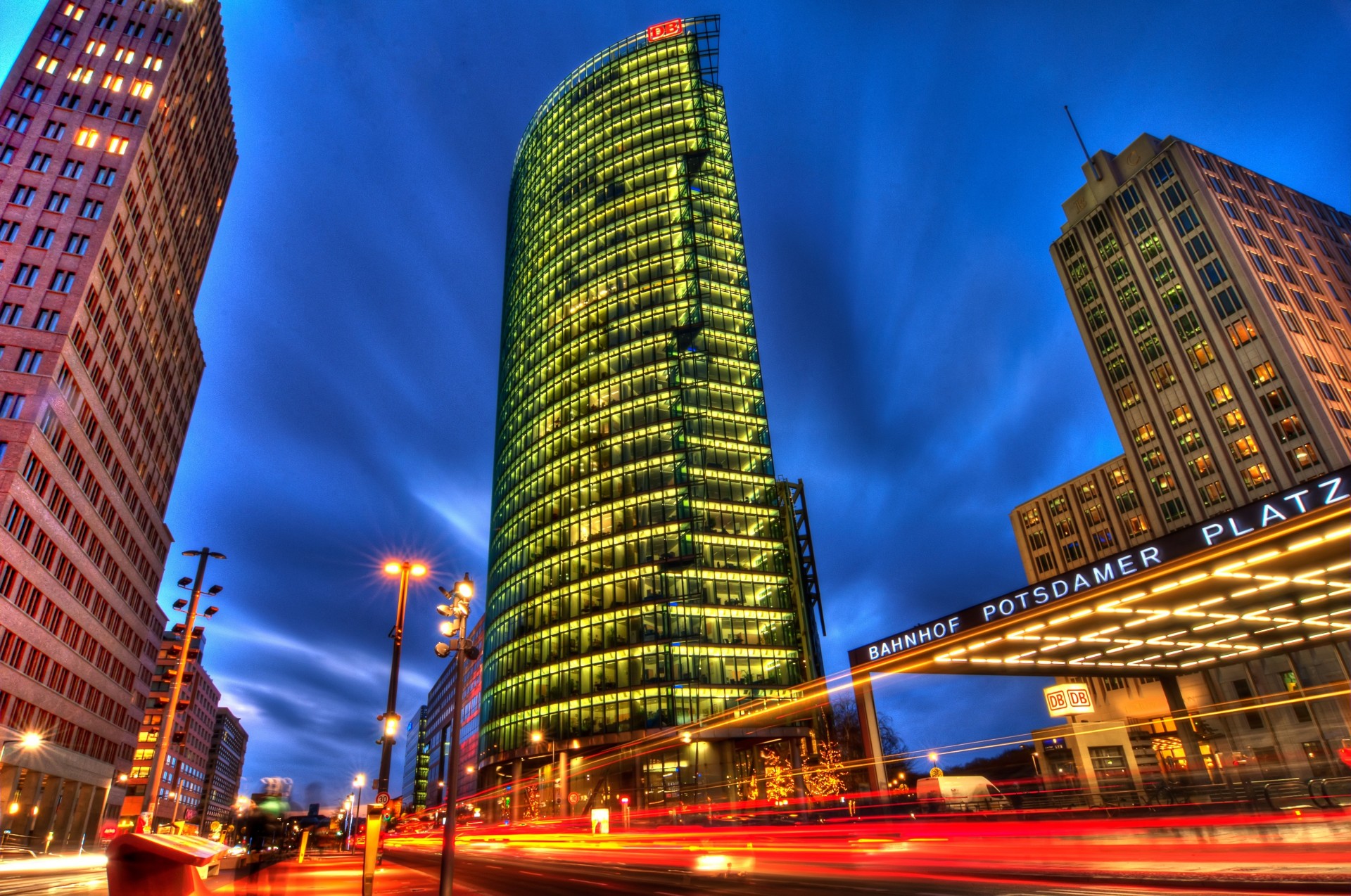 nuit berlin ville allemagne potsdamer platz boulevard des étoiles