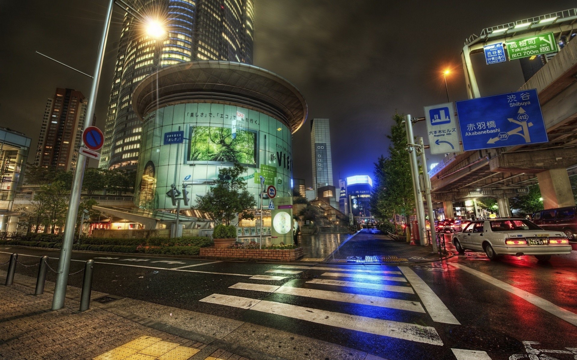 tokio ulica noc świat samochody japonia