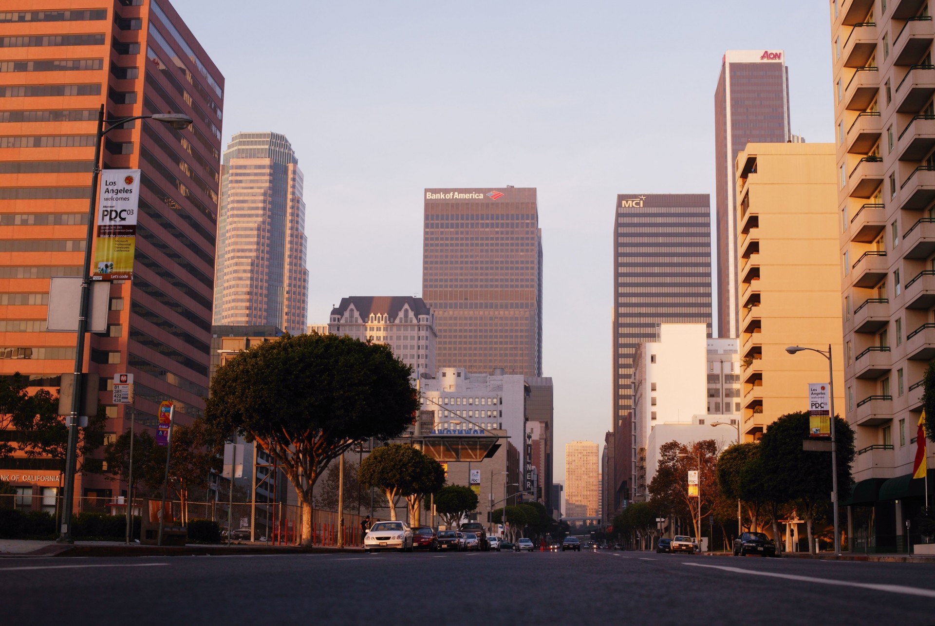 sonnenuntergang straße gebäude usa kalifornien