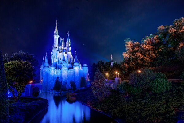 A magic castle in the kingdom from a fairy tale