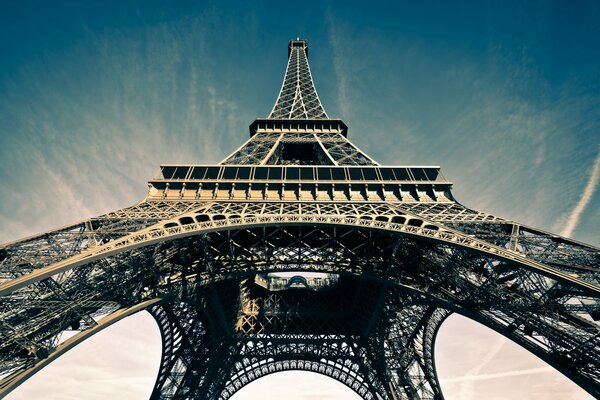 View of the Eiffel Tower from below