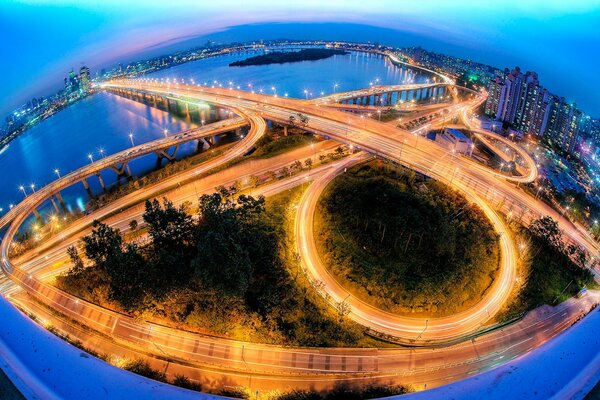 Night view of Seoul river flow and night flow