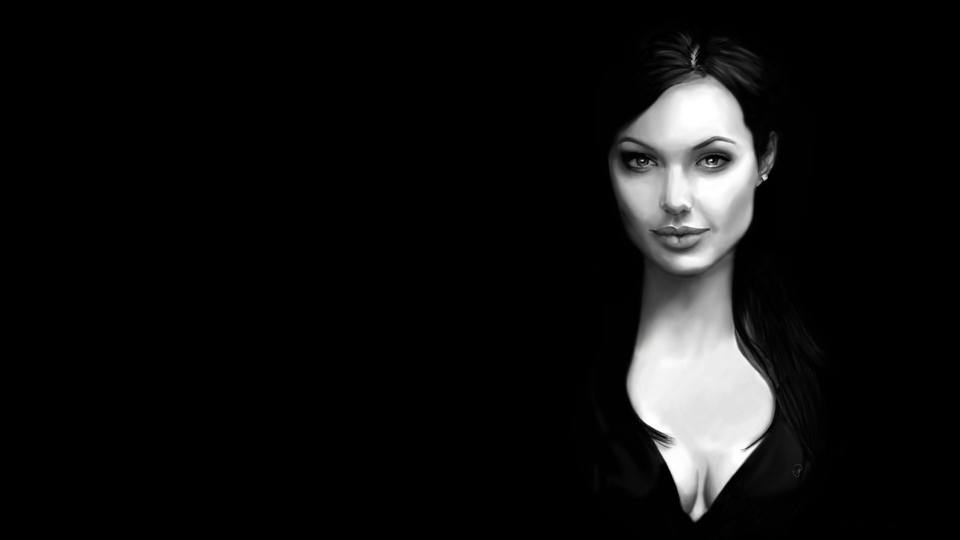 angelina jolie girl lara croft lara croft tomb raider background adult views black nature cute beauty portrait painted