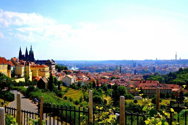 Vista panorámica de las casas de Praga