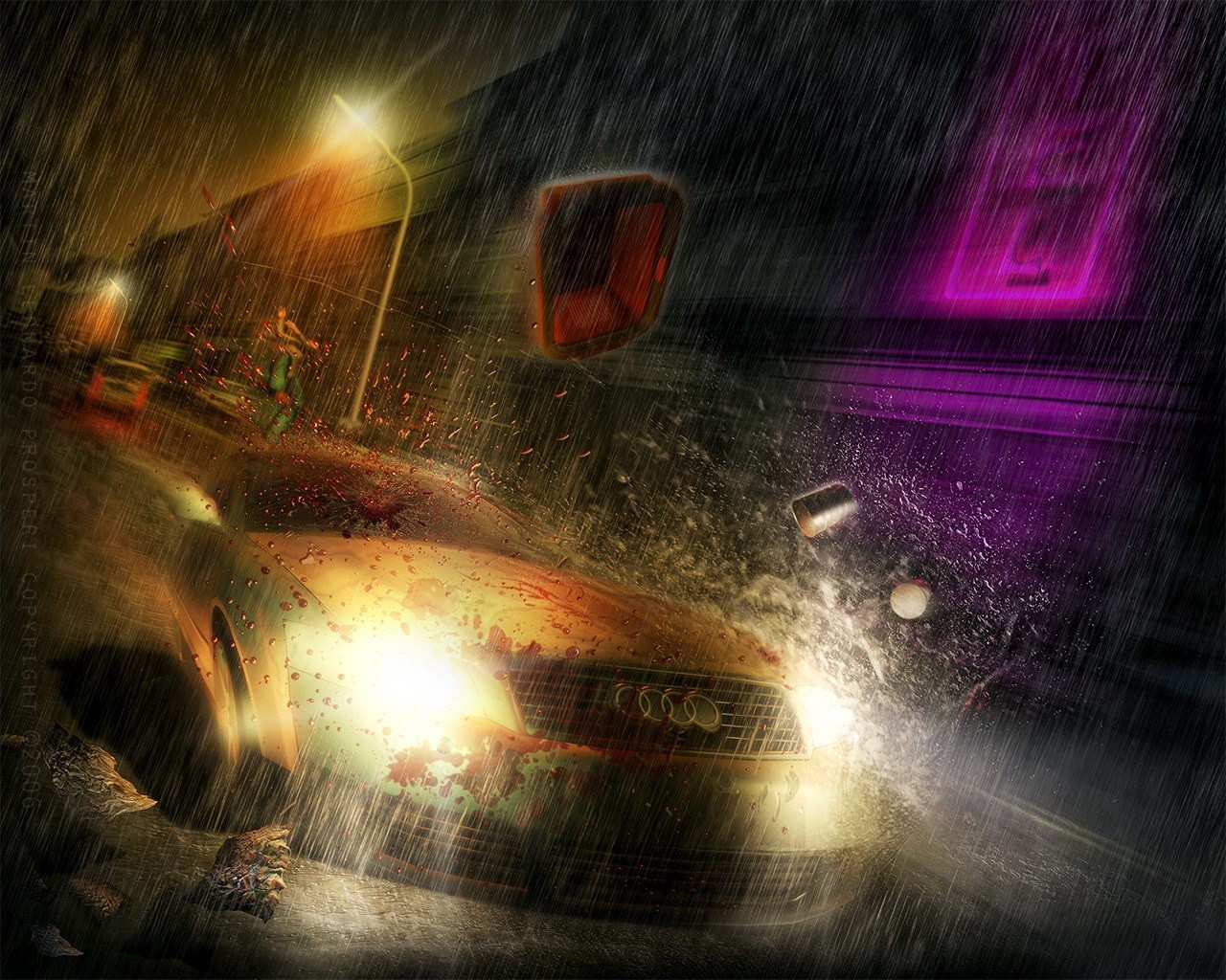 car speed rain audi